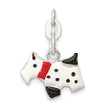 Sterling Silver Enameled Scottie Dog Charm, 16 x 15 mm
