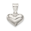 Sterling Silver Rhodium-plated Puffed Heart Charm, 16 x 13 mm