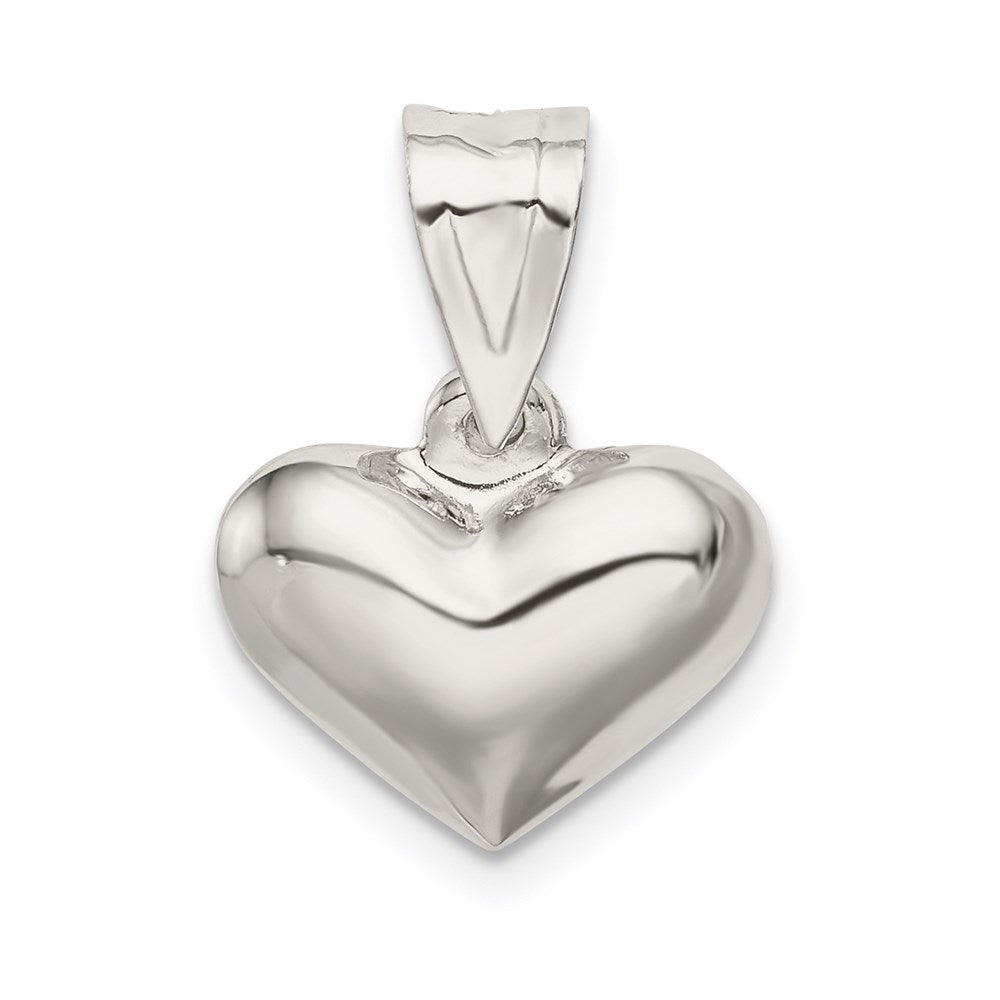 Sterling Silver Rhodium-plated Puffed Heart Charm, 16 x 13 mm