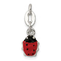 Sterling Silver Enameled Ladybug Charm, 13 x 7 mm