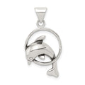 Sterling Silver Dolphin Charm, 28 x 15 mm