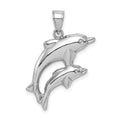 Sterling Silver Rhodium-plated Polished Dolphins Pendant, 22 x 24 mm