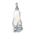 Sterling Silver Rhodium-platedCZ Butterfly Enamel Sandal Charm, 24 x 10 mm