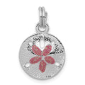 Sterling Silver Rhodium-plated Polished Enameled Sand Dollar Charm, 16 x 13 mm
