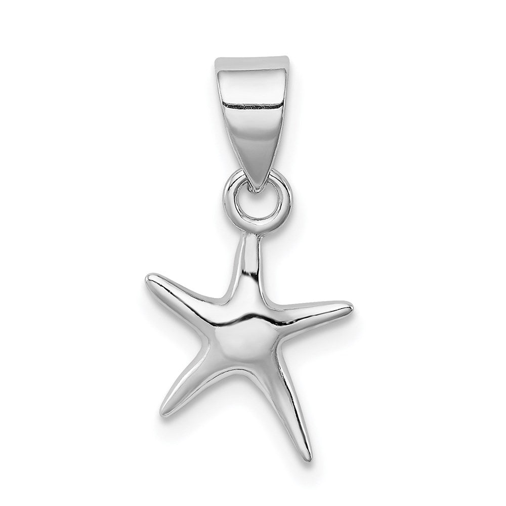 Sterling Silver Rhodium-platedStarfish Pendant, 15 x 11 mm