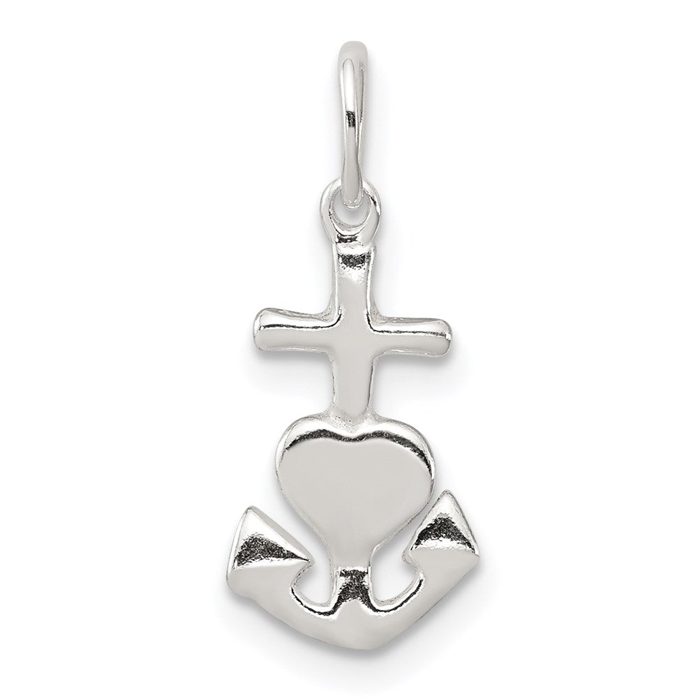 Sterling Silver Hope, Faith, and Charity Charm, 15 x 7 mm