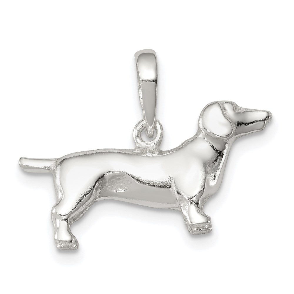 Sterling Silver Dachshund Pendant, 12 x 23 mm