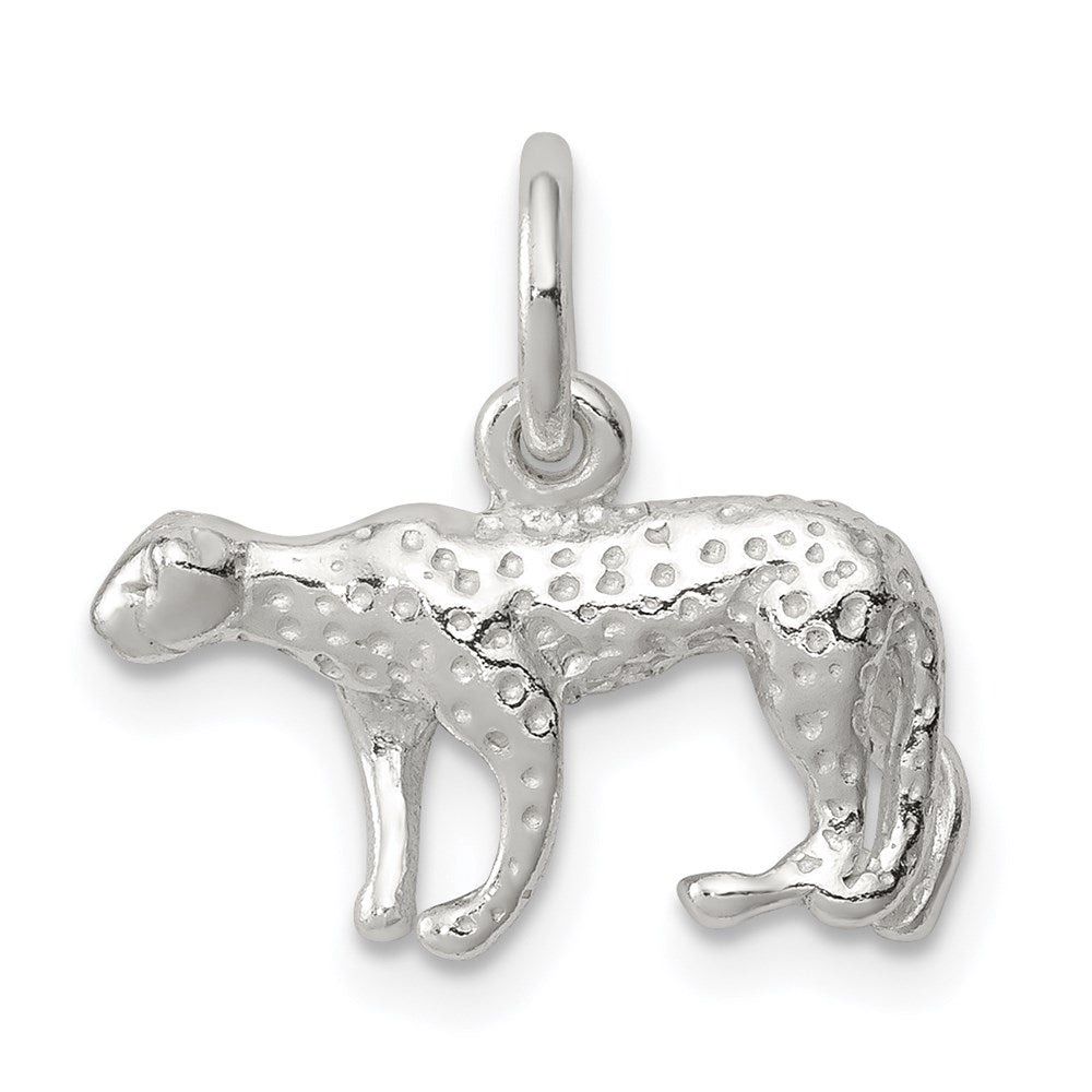 Sterling Silver Leopard Charm, 12 x 17 mm