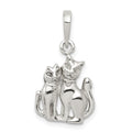 Sterling Silver Cats Pendant, 18 x 14 mm