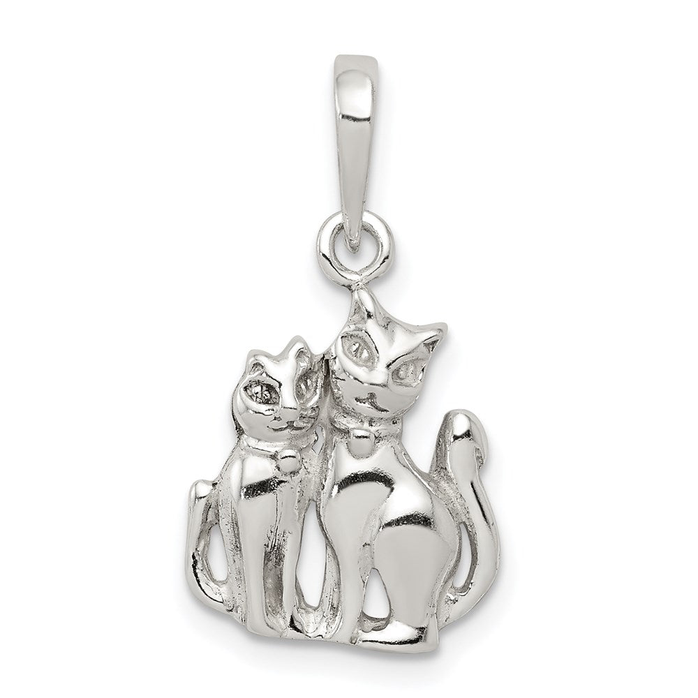 Sterling Silver Cats Pendant, 18 x 14 mm