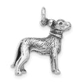 Sterling Silver 3-D Polished & Antiqued Dog Charm, 21.25 x 17 mm