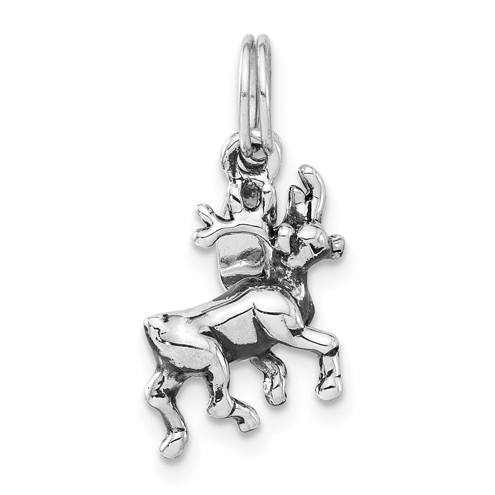 Sterling Silver Polished & Antiqued Alaska Moose Charm, 22.5 x 12.25 mm