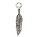 Sterling Silver Antiqued Feather Charm, 28 x 6 mm