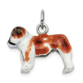 Sterling Silver Enameled Bulldog Charm, 17 x 19 mm