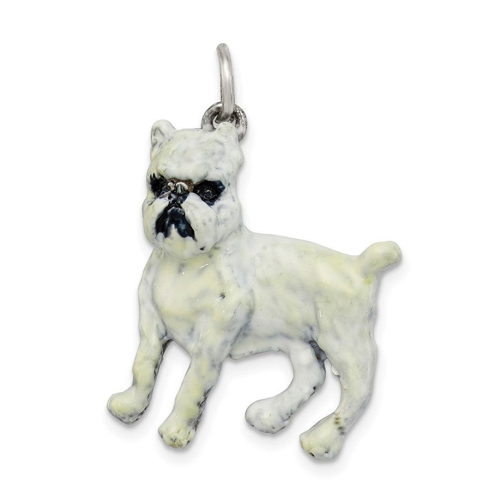 Silver Enamel Brussel Griffon Charm, 23 x 20 mm