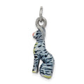 Silver Enamel Cat Sitting Charm, 20 x 8 mm