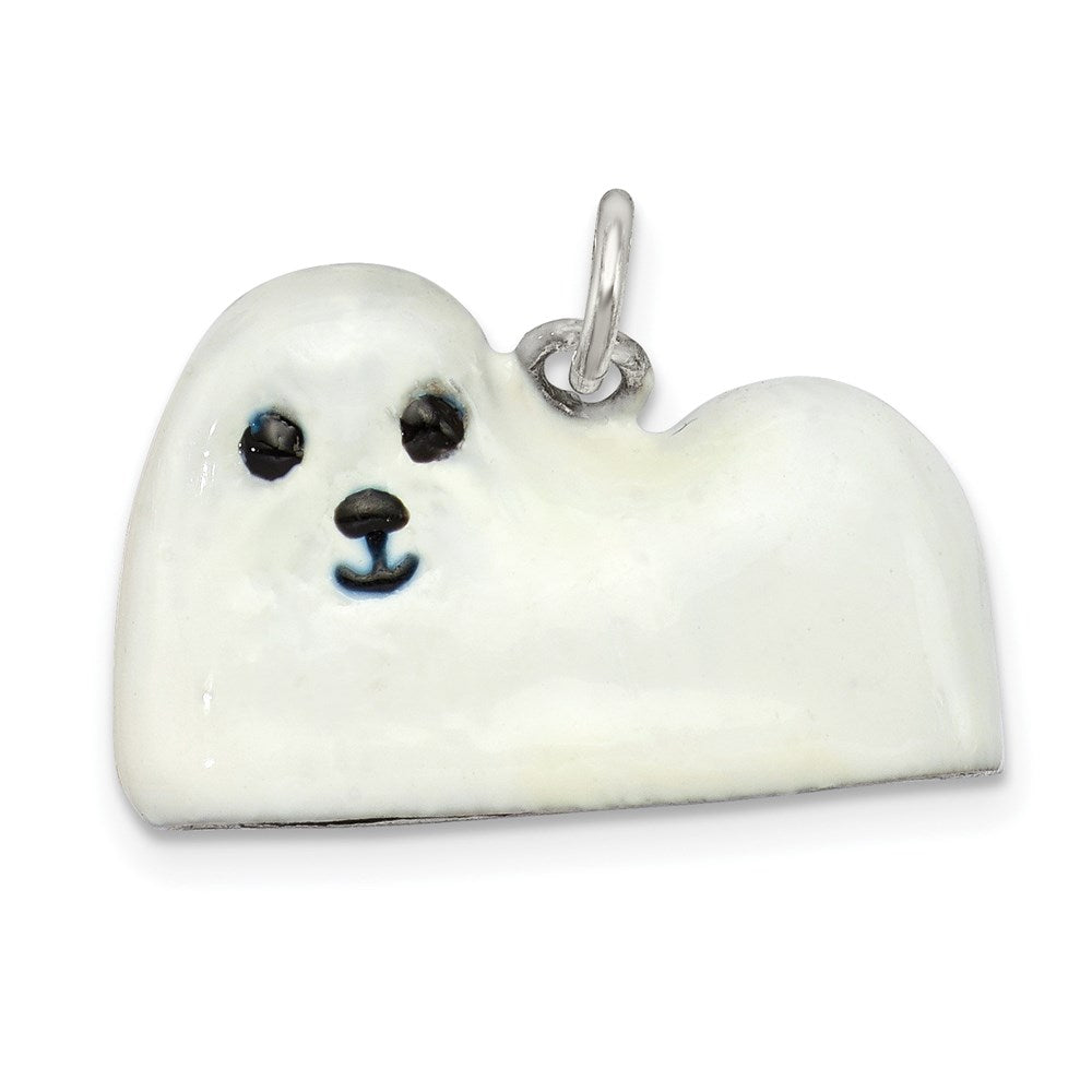 Sterling Silver Enameled Maltese Charm, 14 x 21 mm