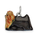 Sterling Silver Enameled Yorkshire Terrier Charm, 14 x 18 mm