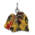 Sterling Silver Enameled Profile Shih Tzu Charm, 15 x 18 mm