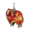 Sterling Silver Enameled Pekingese Charm, 12 x 12 mm