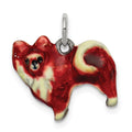 Sterling Silver Enameled Small Pomeranian Charm, 14 x 15 mm