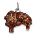 Sterling Silver Enameled Large Pomeranian Charm, 15 x 18 mm
