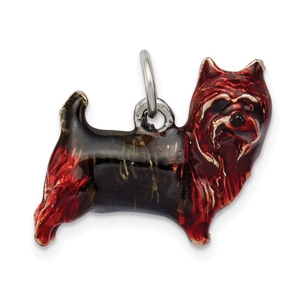 Sterling Silver Enameled Brown & Sable Cairn Terrier Charm, 15 x 17 mm