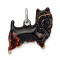 Sterling Silver Enameled Brown & Black Cairn Terrier Charm, 15 x 17 mm
