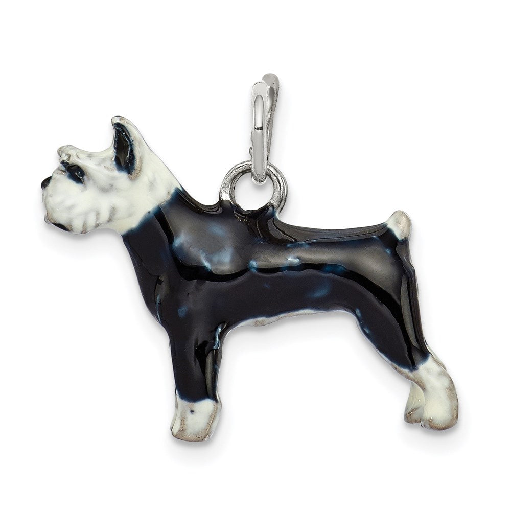 Sterling Silver Enameled Schnauzer Charm, 17 x 22 mm