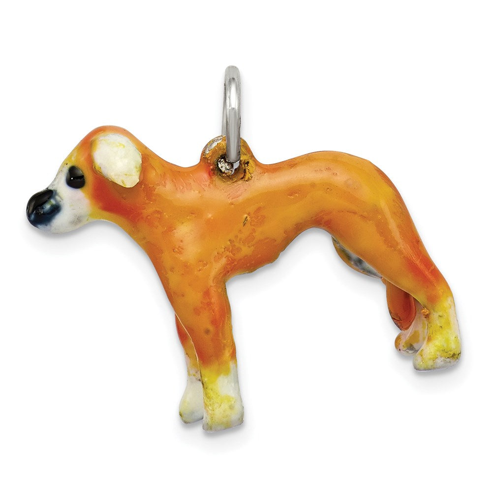 Sterling Silver Enameled Whippet Charm, 20 x 21 mm