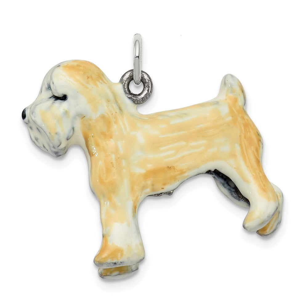 Silver Enamel Soft Coated Wheaton Terrier Charm, 23 x 22 mm