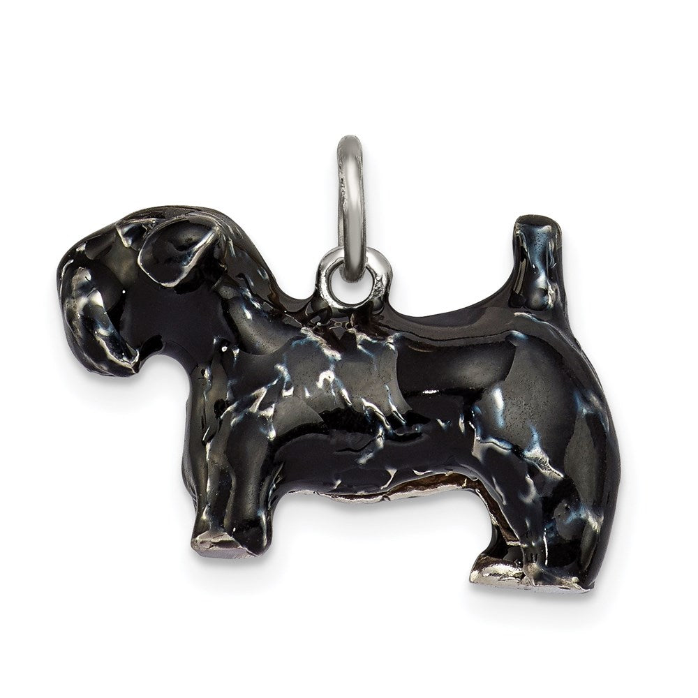 Sterling Silver Enameled Large Scottish Terrier Charm, 13 x 21 mm