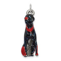 Silver Enamel Rottweiler Charm, 26 x 11 mm