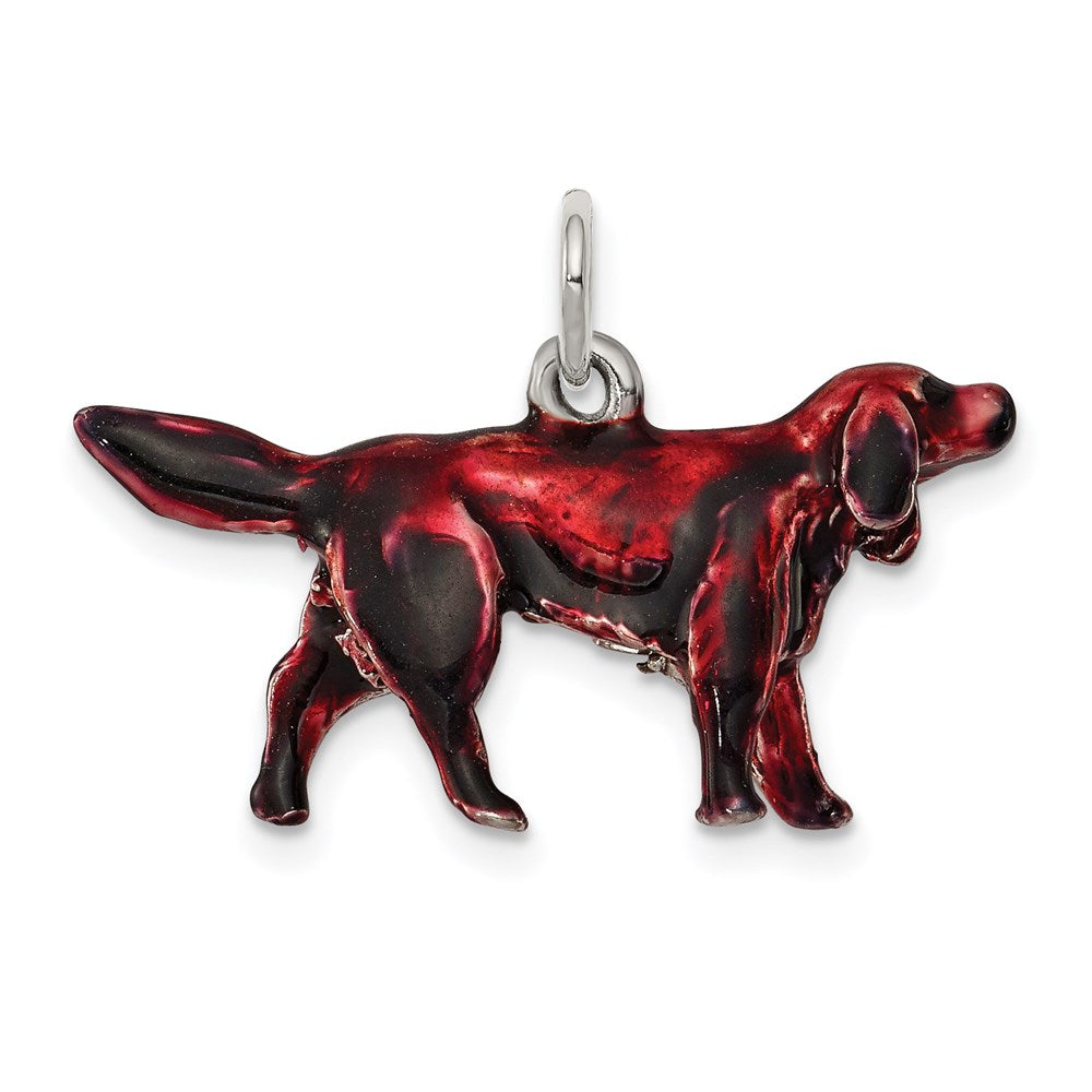 Sterling Silver Enameled Small Irish Setter Charm, 15 x 26 mm