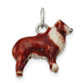 Sterling Silver Enameled Small Collie Charm, 13 x 13 mm
