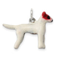 Sterling Silver Enameled Jack Russell Charm, 17 x 23 mm