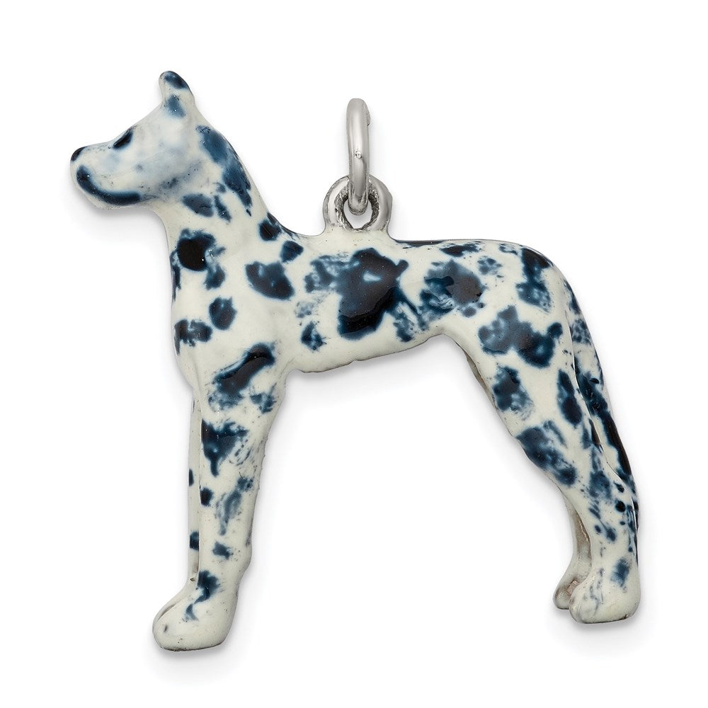 Sterling Silver Enameled Great Dane Charm, 26 x 25 mm