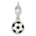 Sterling Silver Enameled Soccer Ball Charm, 10 x 9 mm
