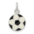 Sterling Silver Enameled Soccer Ball Charm, 12 x 11 mm