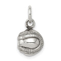 Sterling Silver 3D Antiqued Baseball Charm, 12 x 10 mm