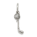 Sterling Silver Antiqued Golfer's Charm, 17 x 5 mm