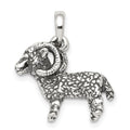 Sterling Silver Antiqued Aries Zodiac Pendant, 17 x 19 mm