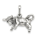Sterling Silver Antiqued Taurus Zodiac Pendant, 14 x 22 mm