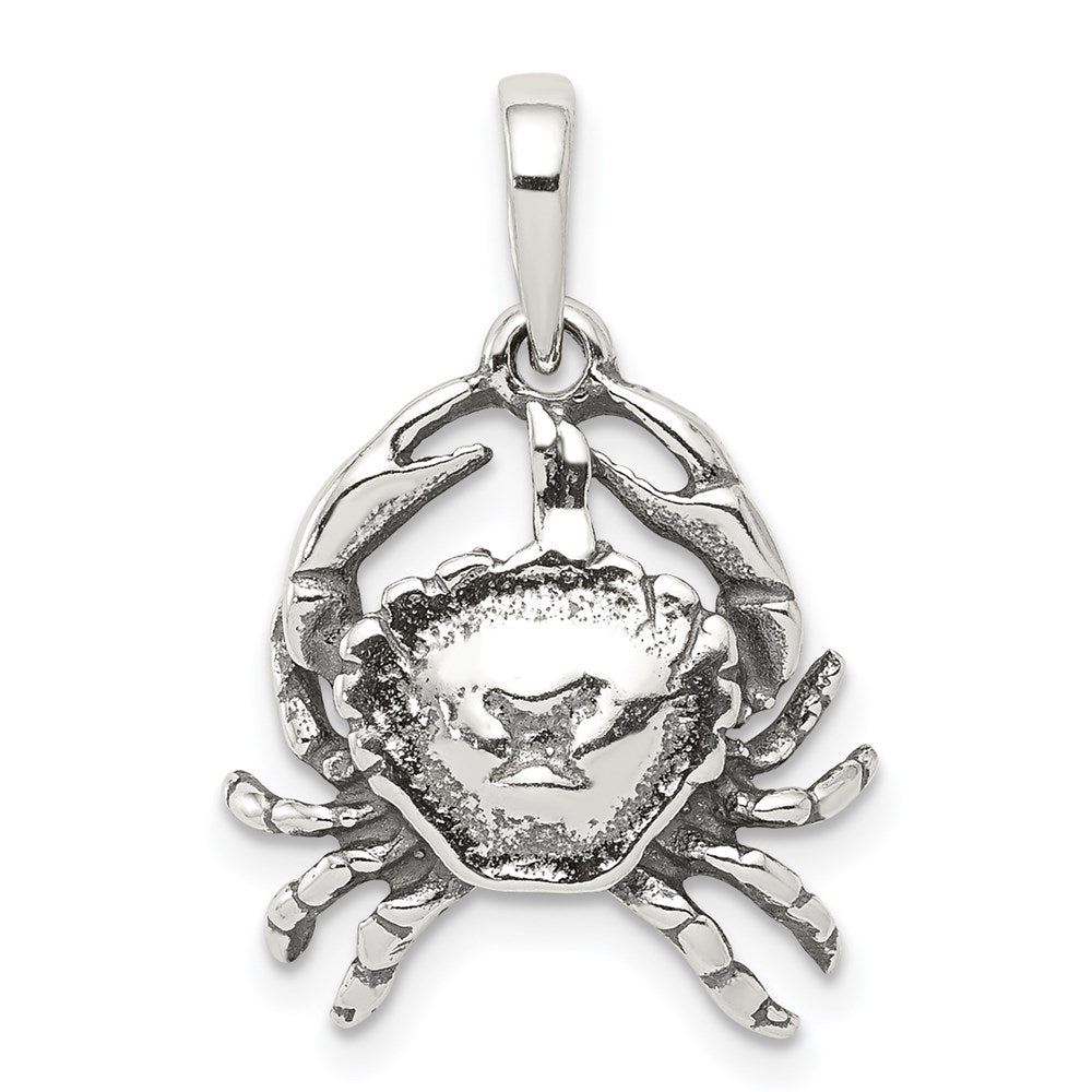 Sterling Silver Antiqued Cancer Zodiac Pendant, 19 x 16 mm