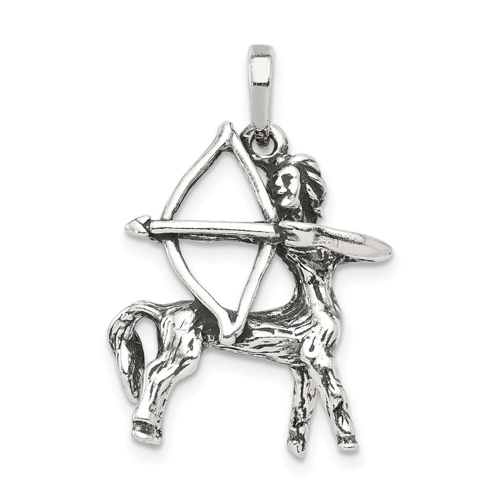 Sterling Silver Antiqued Sagittarius Zodiac Pendant, 22 x 19 mm