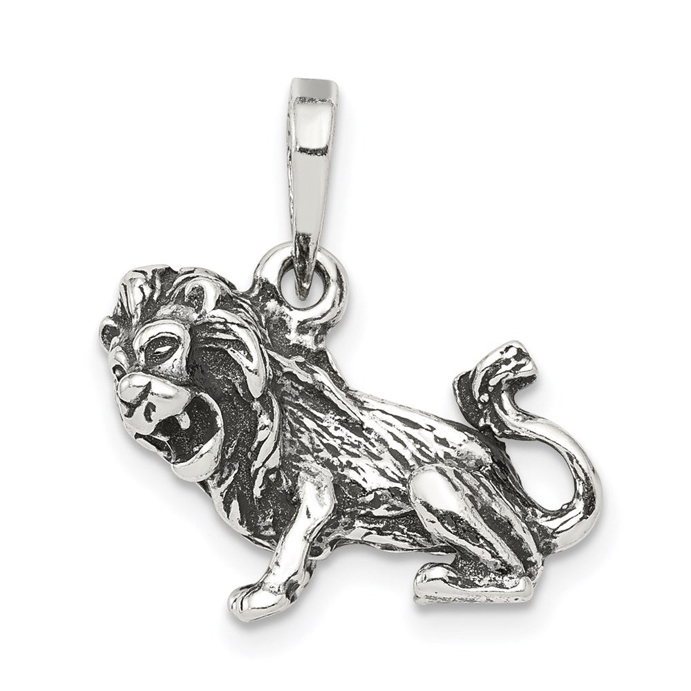 Sterling Silver Antiqued Leo Zodiac Pendant, 16 x 17 mm