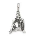 Sterling Silver Antiqued Virgo Zodiac Pendant, 16 x 16 mm