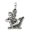 Sterling Silver Antiqued Aquarius Zodiac Pendant, 17 x 16 mm