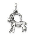 Sterling Silver Antiqued Capricorn Zodiac Pendant, 21 x 16 mm
