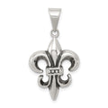 Sterling Silver Antiqued Fleur De lis Pendant, 29 x 17 mm